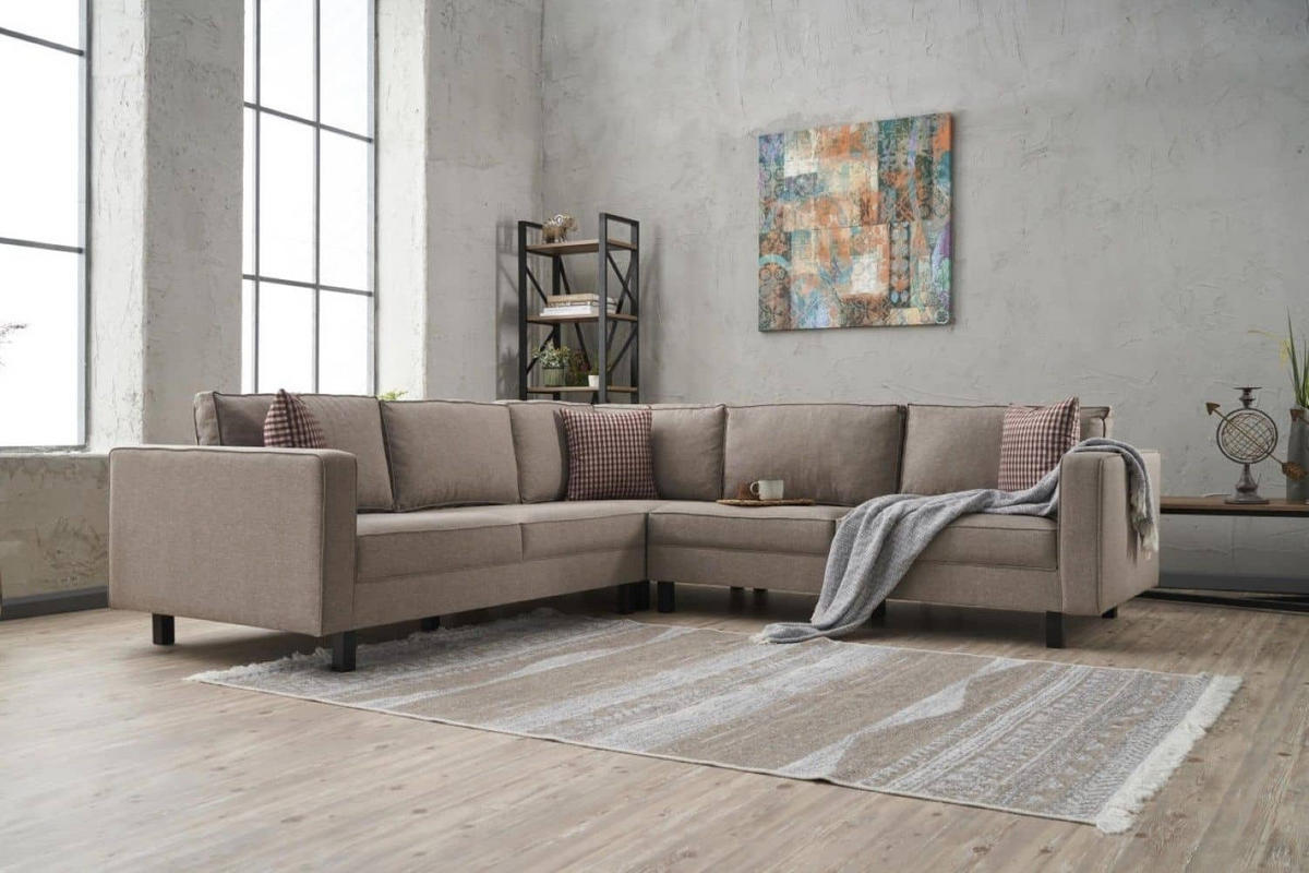 ECKSOFA schlichte Eleganz, lose Rückenkissen - Beige/Creme, Holz/Buchenholz (258/258cm) - myHomelando