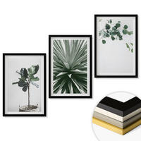 WANDBILDER 3er-Set - 40x60 cm Schwarzer Rahmen - Minimalismus mit grünen Pflanzen - Schwarz, Kunststoff (40/60cm) - ArtPrintCave