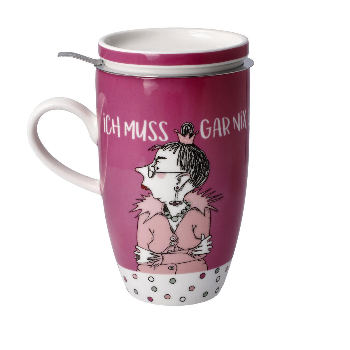 TEETASSE Barbara Freundlieb - Ich muss gar nix, Fine Bone China, Bunt, 450 ml - Multicolor, Keramik (0.45L) - Goebel