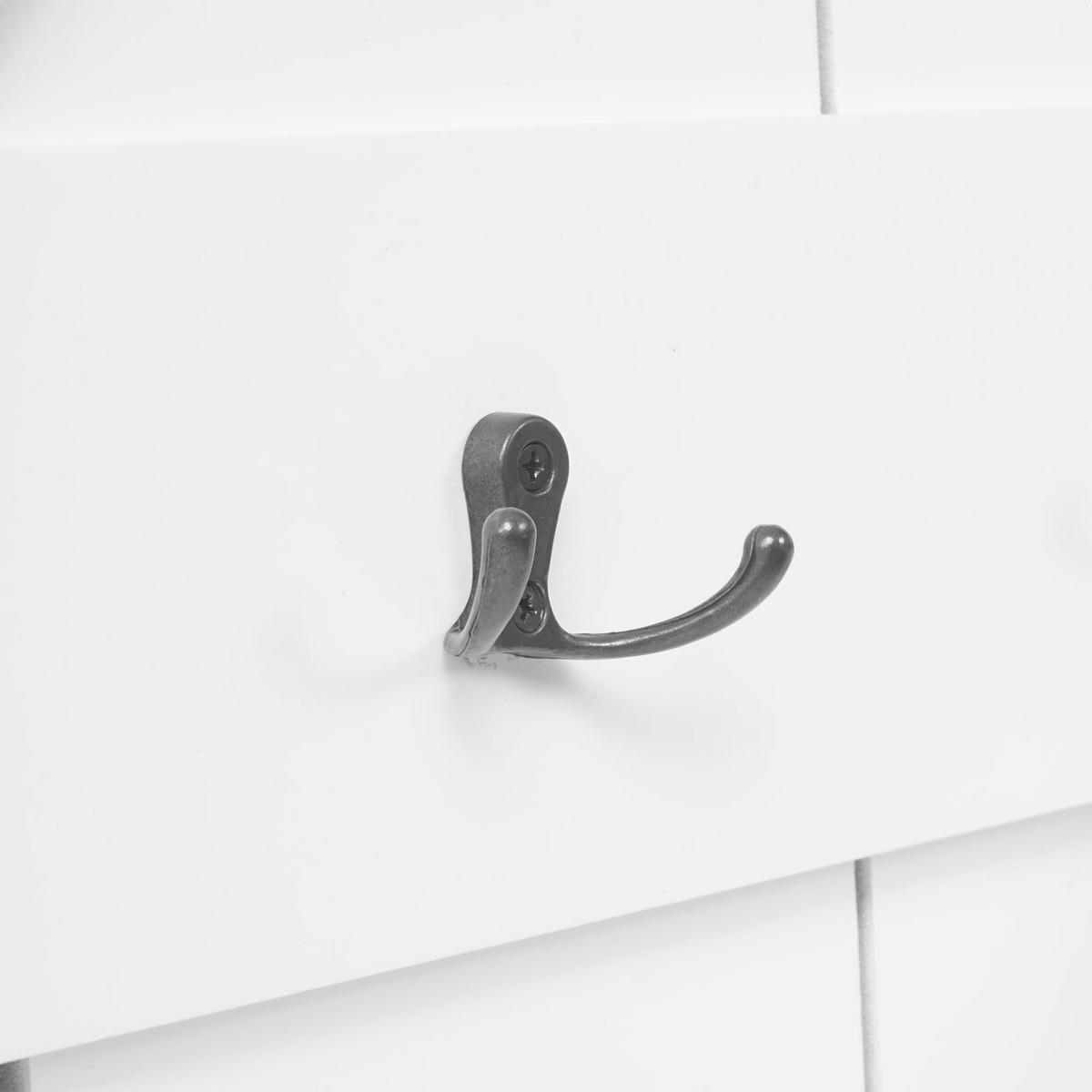 WANDGARDEROBE 91x60x10cm 6 Haken Weiß lackiert - Weiß, Holz (60/91/10cm) - BERLINLODGE
