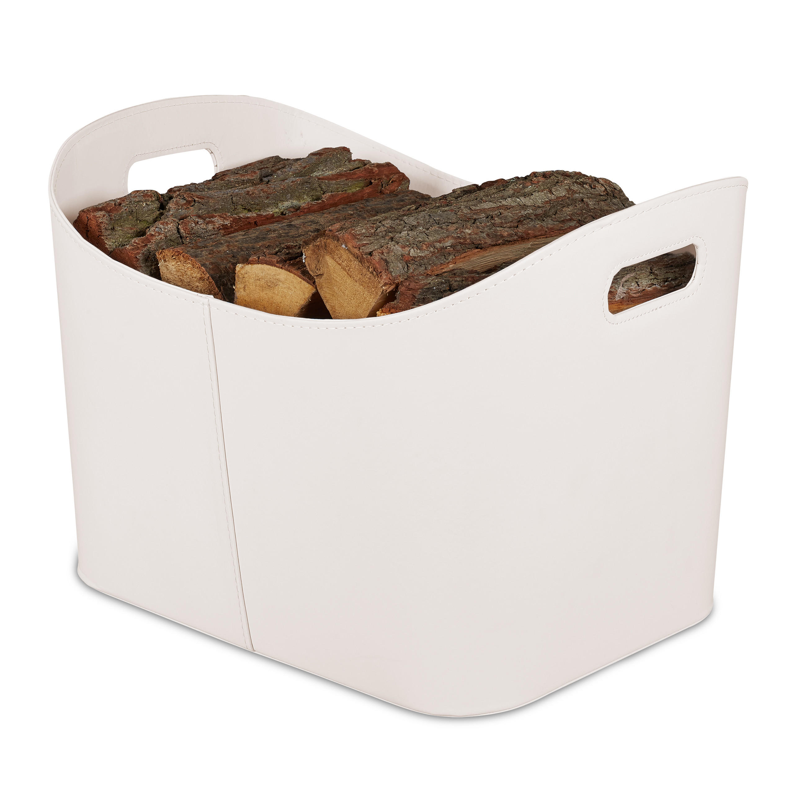 HOLZKORB - Creme, Wellpappe/Kunststoff (53.5/36/41cm) - Relaxdays