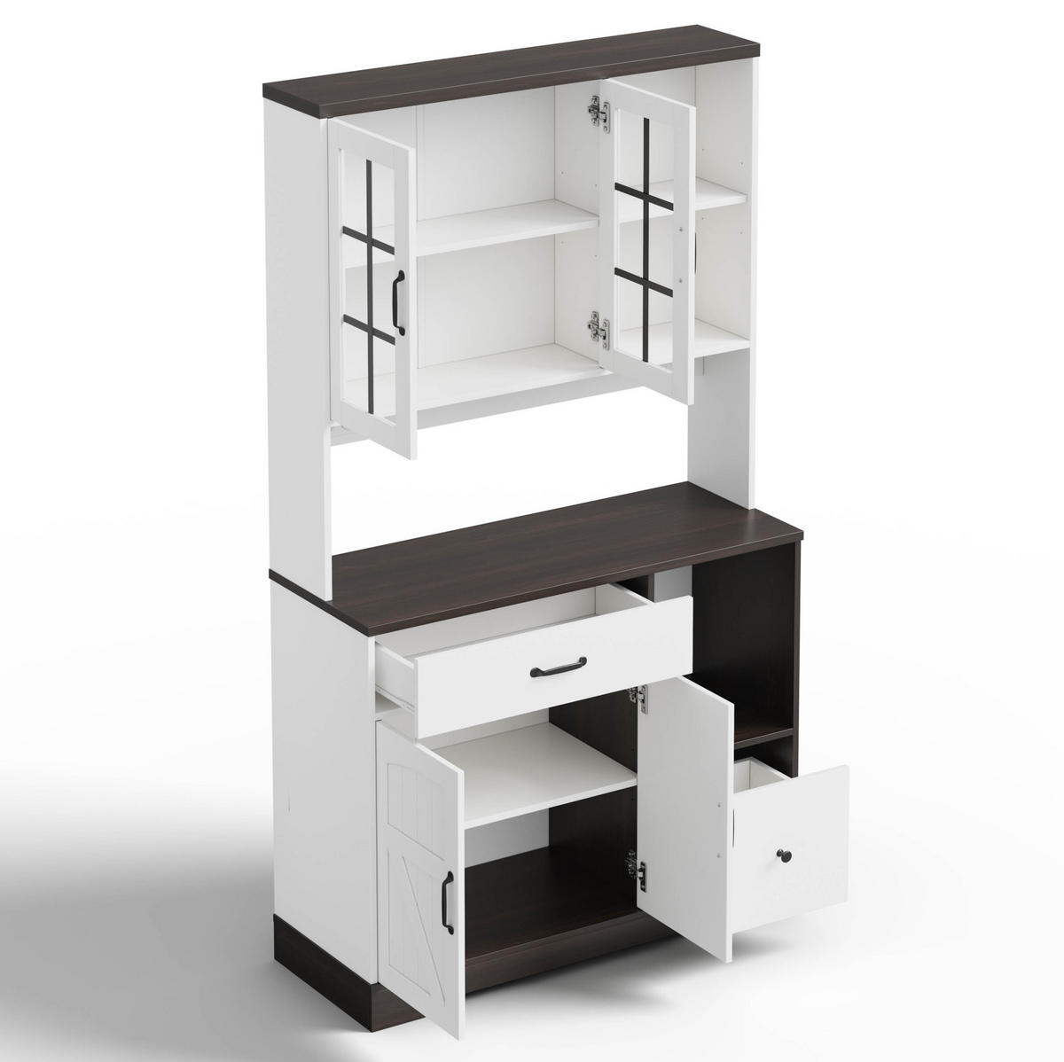 BUFFETSCHRANK 105/40/185 cm Natur/Weiß aus MDF mit LED und Steckdosen - Naturfarben, Holzwerkstoff (105/185/40cm) - OKWISH