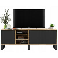 TV-LOWBOARD Apollo Eiche wotan Schwarz Matt mit Metallbeinen 150/53/35 cm - Schwarz, Holzwerkstoff/Metall (150/53/35cm) - Meble Lindner