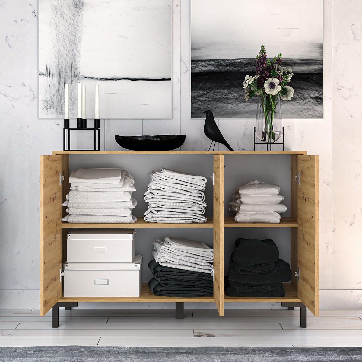 SIDEBOARD Liora Holz - Braun, Holzwerkstoff (120/83/40cm) - Petits-meubles