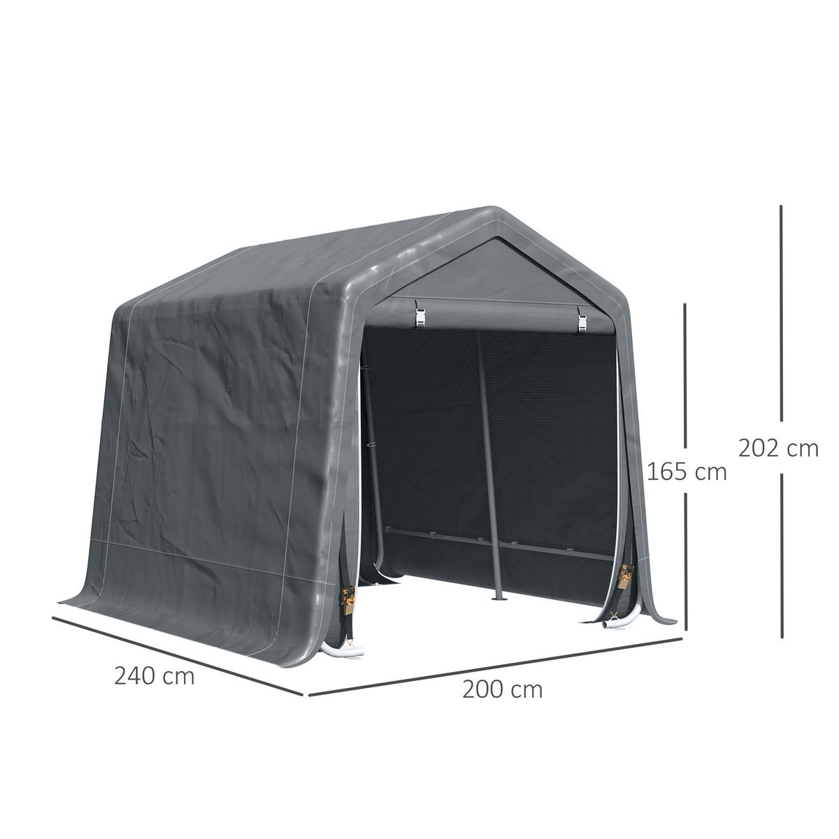 CARPORT Dunkelgrau 1 Stück - Dunkelgrau, Kunststoff/Metall (200/202/240cm) - GiPP