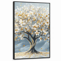 LEINWAND Bilder mit Rahmen - Baum - Winter - Baum des Lebens - Modern - Gold - 100x150 - Goldfarben, Textil (100/150cm) - MuchoWow