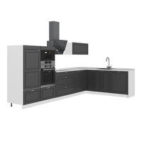 ECKKÜCHE Fame-Line, Anthrazit-Gold Landhaus/Weiß, 347 x 207 cm, AP Marmor - Anthrazit/Weiß, Holzwerkstoff (347/153.6/60cm) - Vicco