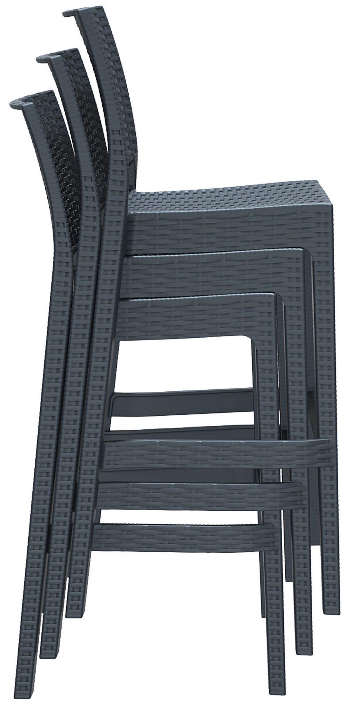 BARHOCKER 4er Set Ganar Kunststoff Dunkelgrau - Dunkelgrau, Kunststoff (40/108/51cm) - DELUKE