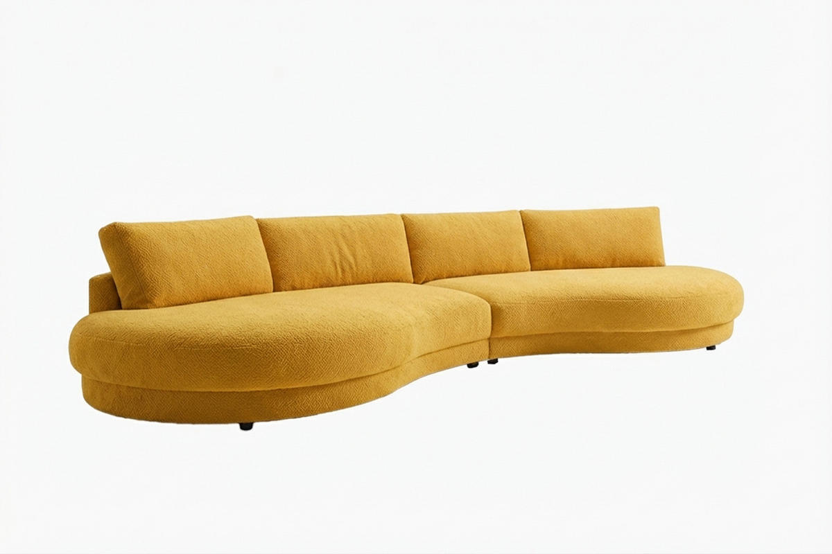 BIG SOFA PADANA Gelb Flachgewebe - Gelb/Schwarz, Kunststoff/Textil (410/86/166cm) - KAWOLA
