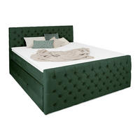 BOXSPRINGBETT Victoria Olive 160 /200 cm H3/H4 Samt - Olivgrün, Textil (160/200cm) - wonello