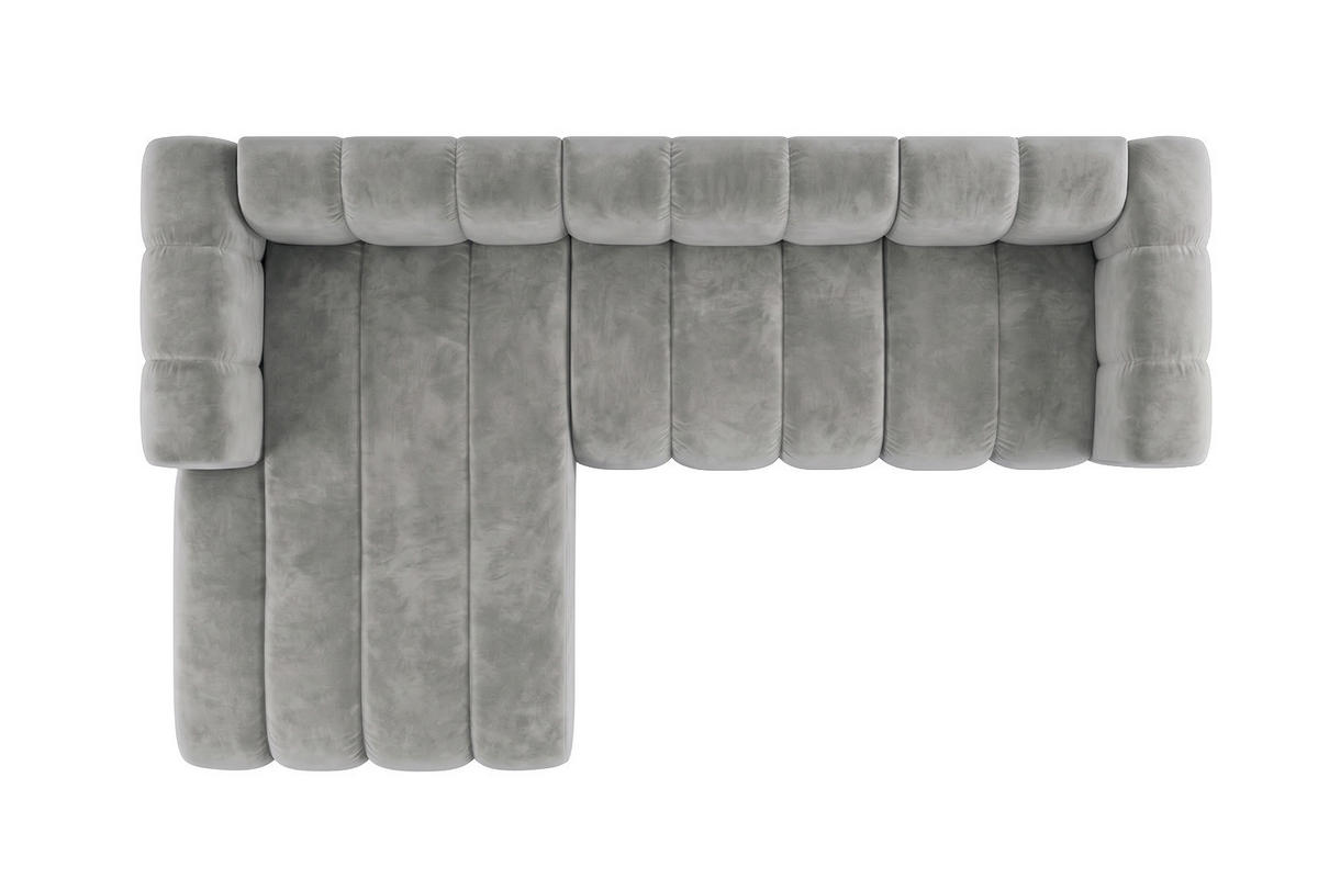 ECKSOFA Modulares In L-Form, Velvet-Stoff Riviera, Grau, Links, GRAND 287 cm - Grau, Holz (287/179cm) - Kaiser Möbel