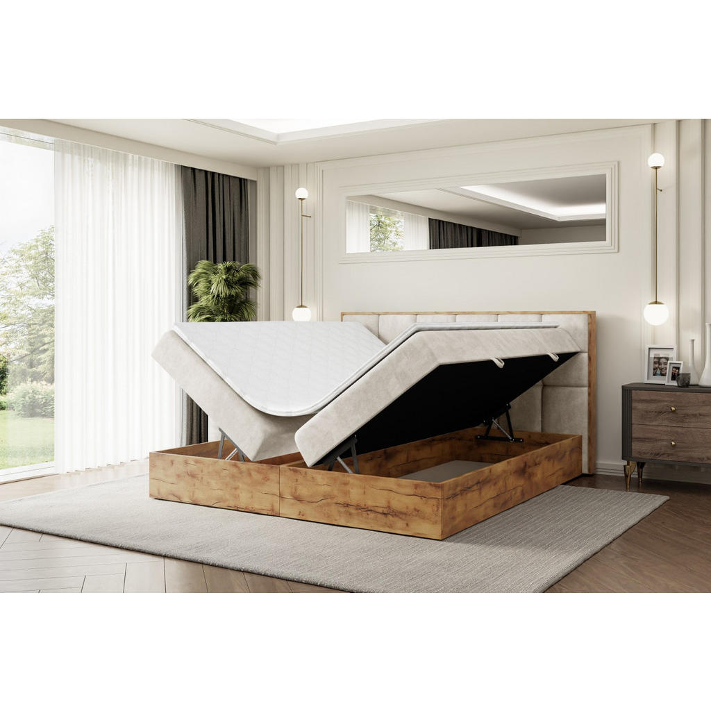 Thumbnail - Altdecor Boxbett, Braun, Holzwerkstoff, Höhe ca. 20 cm, 200x200 cm, Schlafzimmer, Betten, Boxspringbetten