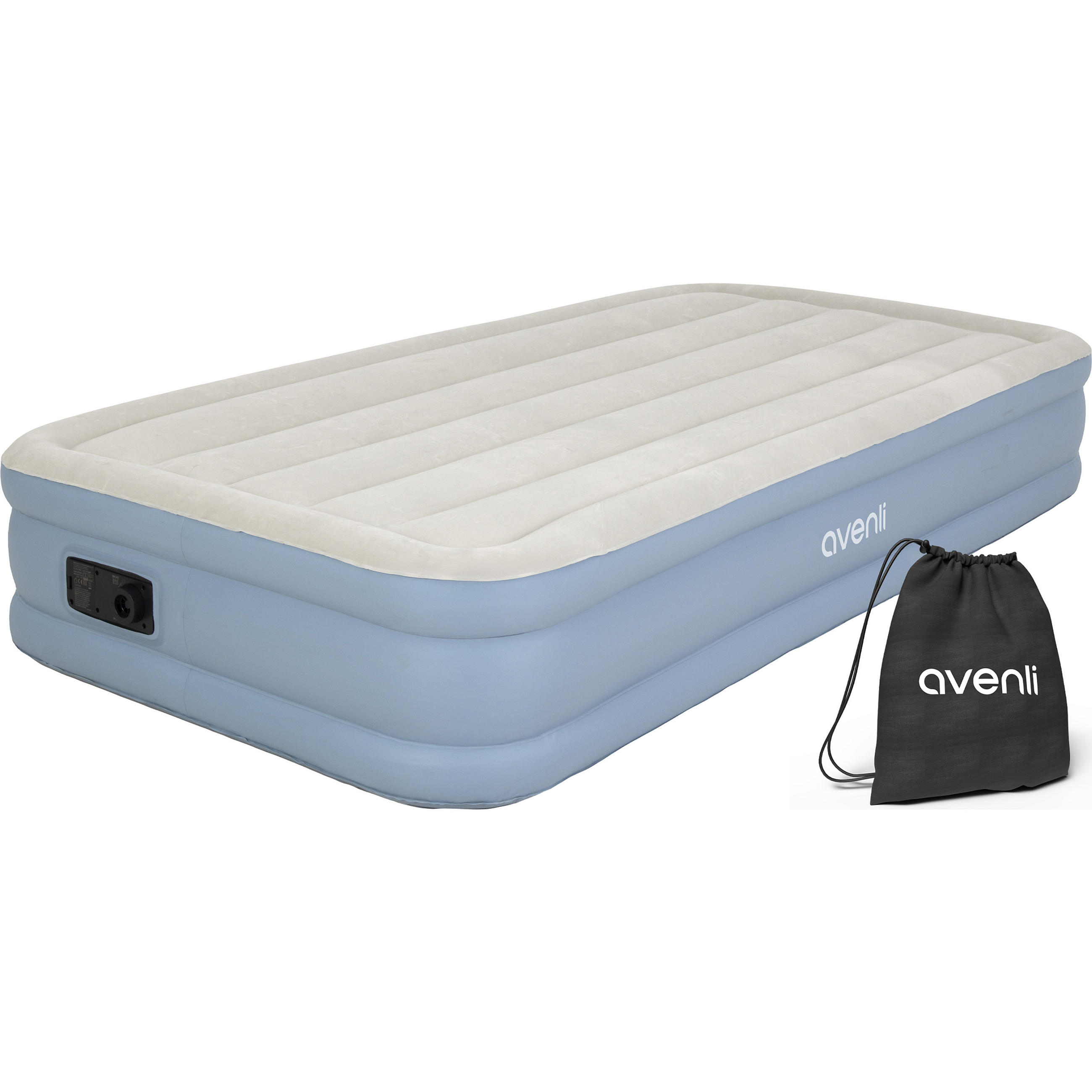 LUFTBETT Luftmatratze selbstaufblasend 191 x 99 x 33 cm mit integrierter Pumpe - Grau/Hellblau, Kunststoff (99/191cm) - Avenli