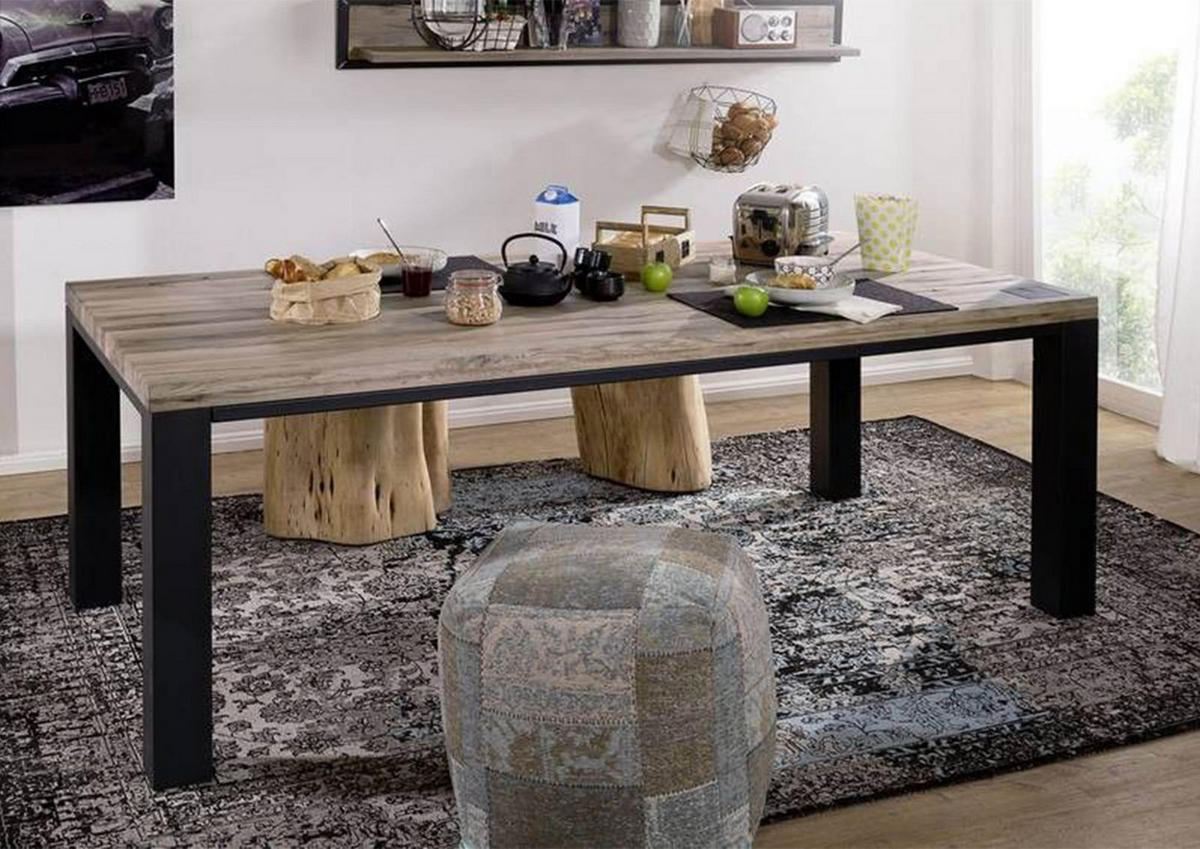 ESSTISCH Wildeiche 220x100x76 bianco geölt VILLANDERS #220 - Beige, Holz (220/100/76cm) - Massivmoebel24