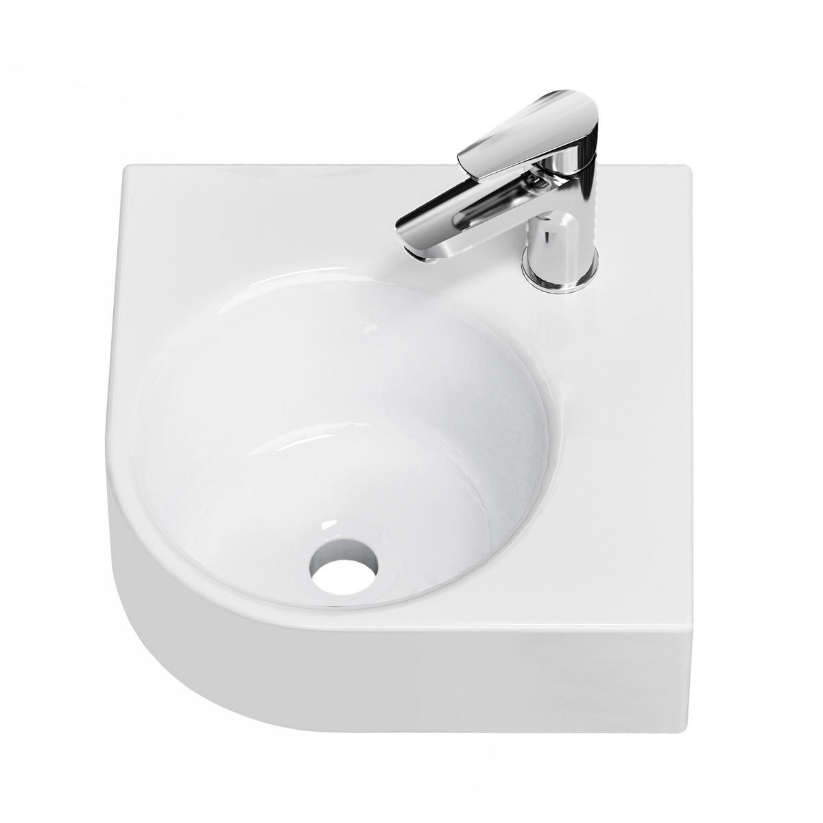 WASCHBECKEN Wandmontage Weiß Glänzend 44/ 38,5/ 15,5 cm - Weiß, Keramik (38.5/15.5/44cm) - EMKE