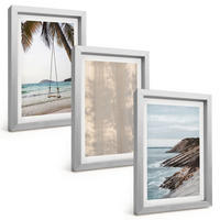 BILDER SET 3er Set - 20x30 cm Silberner Rahmen - Sommerlicher Sandstrand mit Meerblick - Silberfarben, Kunststoff (20/30cm) - TULUP