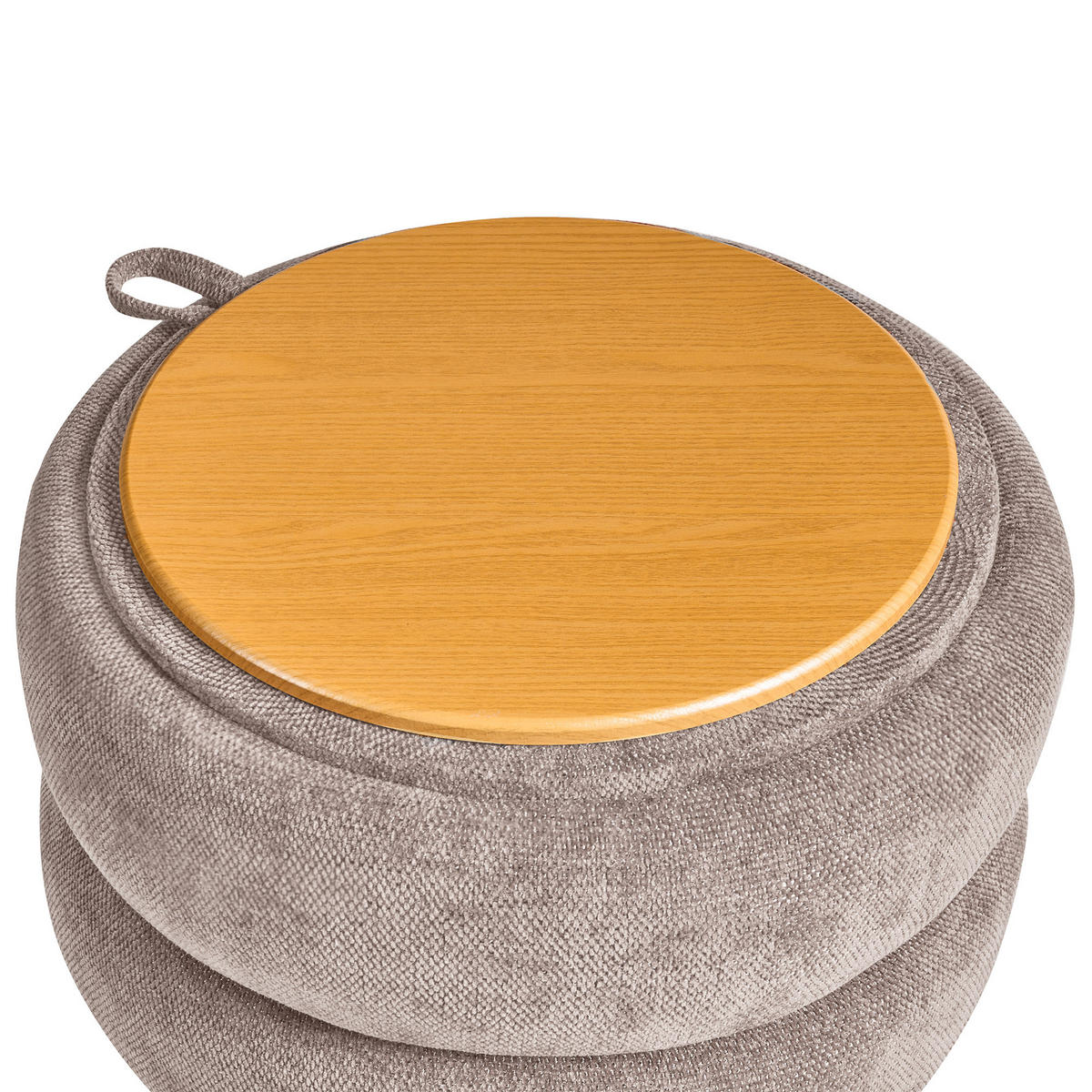POUF mit Stauraum Chenillegewebe Taupe Hawley - Taupe, Textil (40/41/40cm) - Beliani