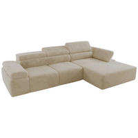 ECKSOFA RILASSO L Creme Plüsch - rechts - Creme/Schwarz, Kunststoff/Textil (174/296cm) - MKS