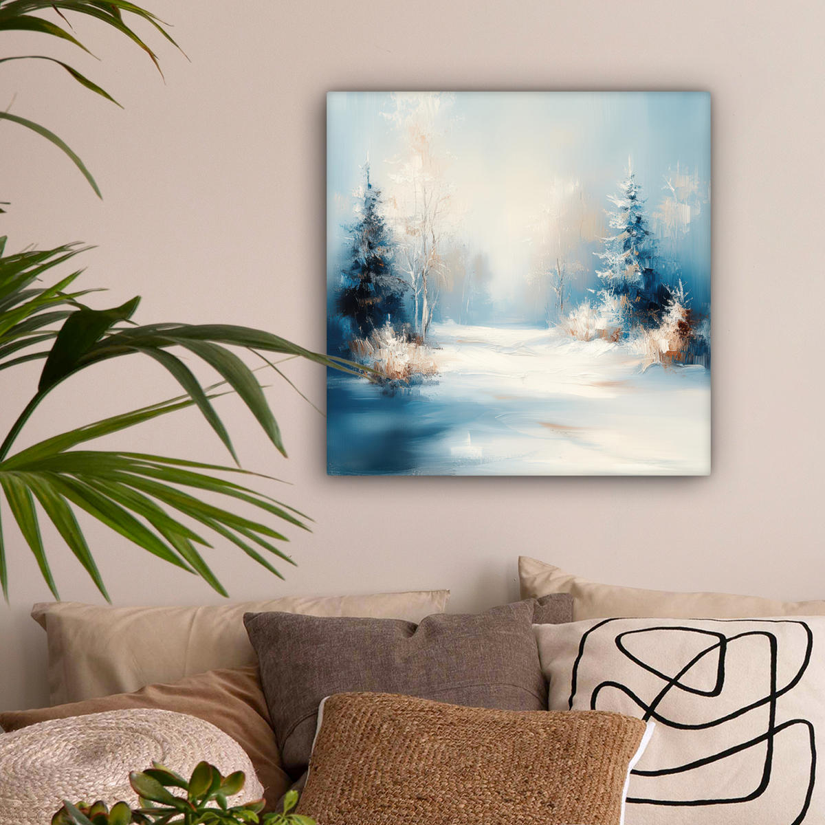 LEINWANDBILD Wald - Winter - Natur - Abstrakt - Schnee 50x50 cm - Weiß, Textil (50/50cm) - MuchoWow