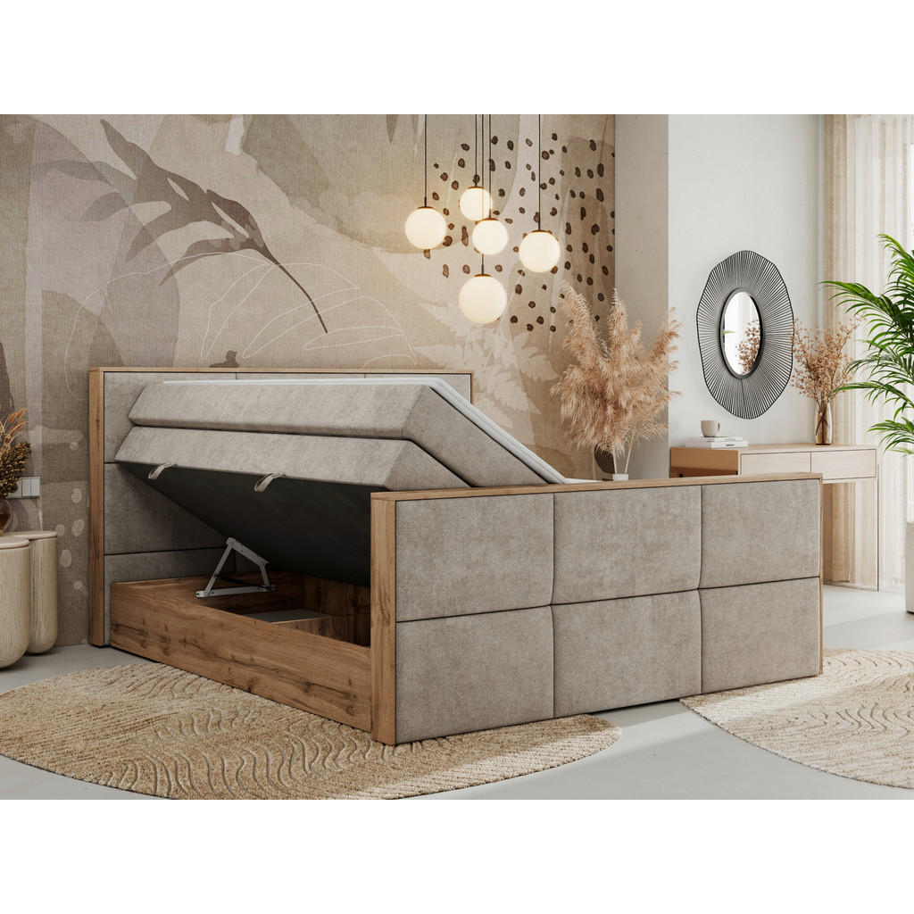 Thumbnail - MKS Boxspringbett, Beige, Textil, 2-Sitzer, H4, Rechteckig, 140x200 cm, Oeko-Tex®, Schlafzimmer, Betten, Boxspringbetten