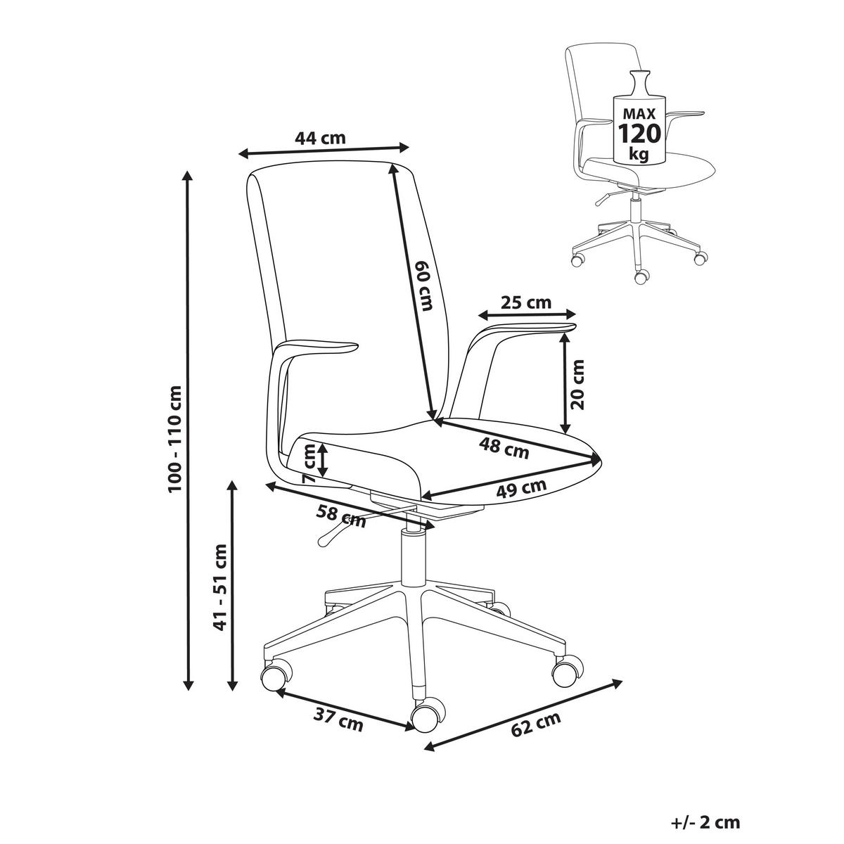 BÜROSTUHL Beige Captain - Beige/Weiß, Textil (62/100/58cm) - Beliani