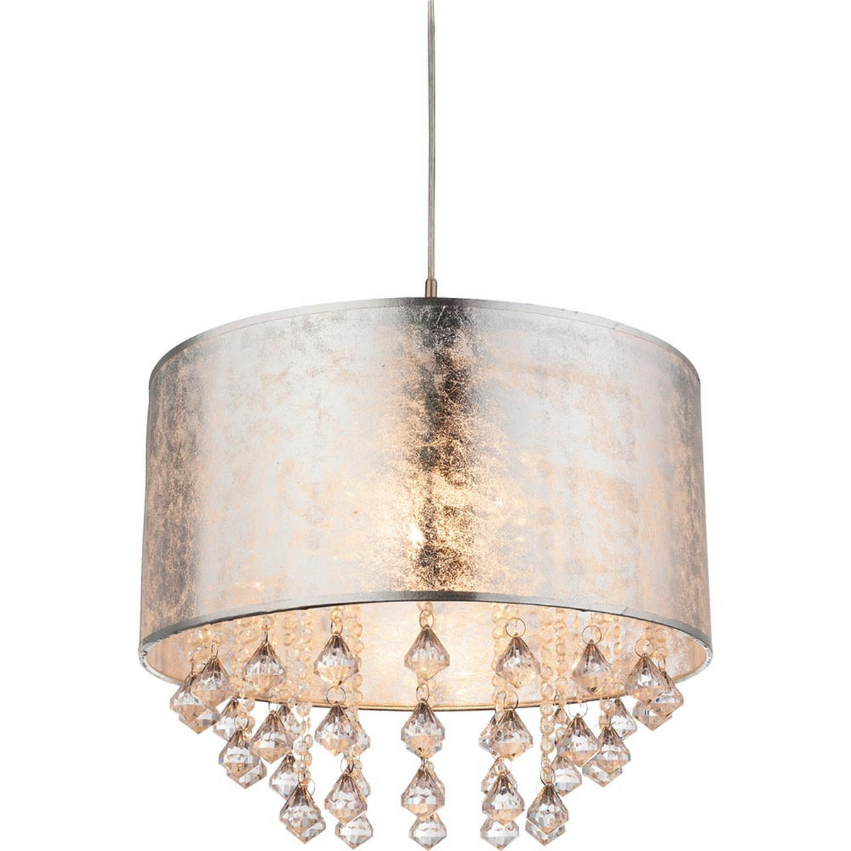 LED HÄNGELEUCHTE AMY Silber Metall Textil - Silberfarben, Metall (40/40/140cm) - Globo Lighting