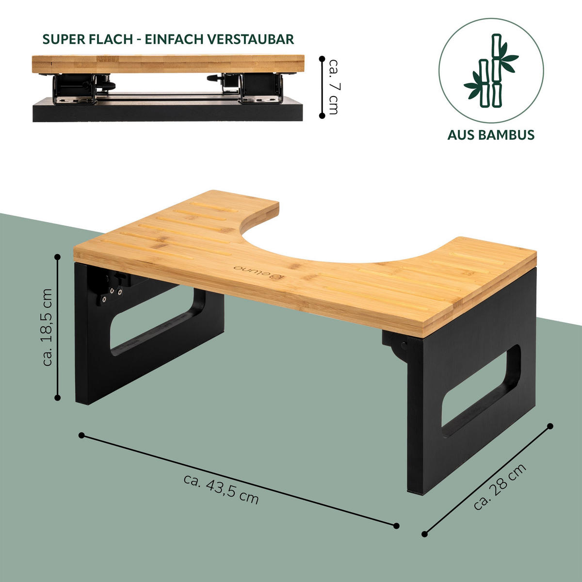 TOILETTENHOCKER Bambus, schwarz - Schwarz, Holz (43.5/18.5/28cm) - eluno