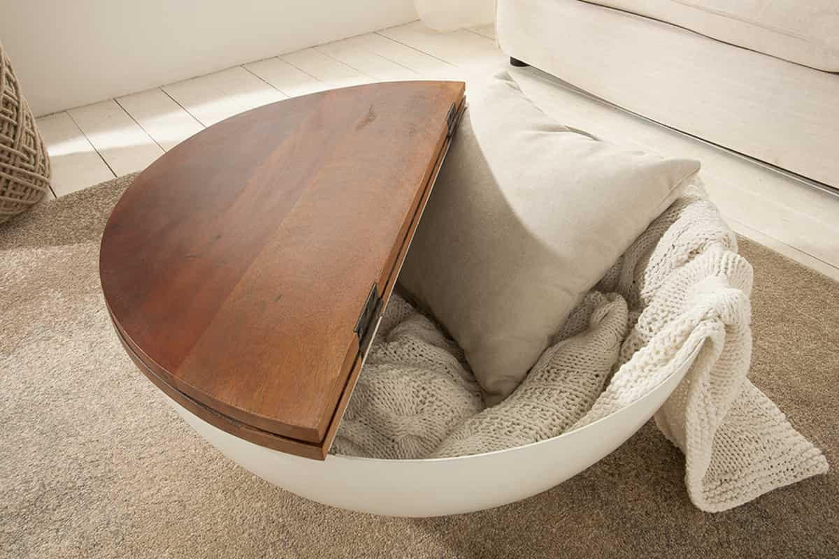 COUCHTISCH JAKARTA rund Mehrfarbig|Weiß 70cm - Goldfarben/Multicolor, Holz/Metall (70/70/33cm) - riess-ambiente