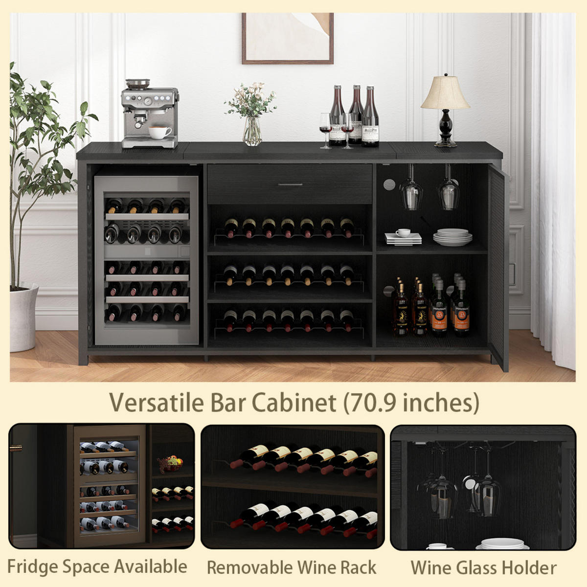 WEINREGAL 180 x 55 x 100 cm INDUSTRIAL Holz Metall Schwarz / Rustikal Eiche - Schwarz, Holzwerkstoff/Metall (180/101.5/55cm) - Quality Elegance