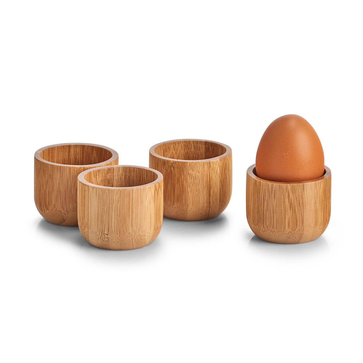 EIERBECHER Bambus, 4er-Set - Braun, Naturmaterialien (5.2/4/5.2cm)