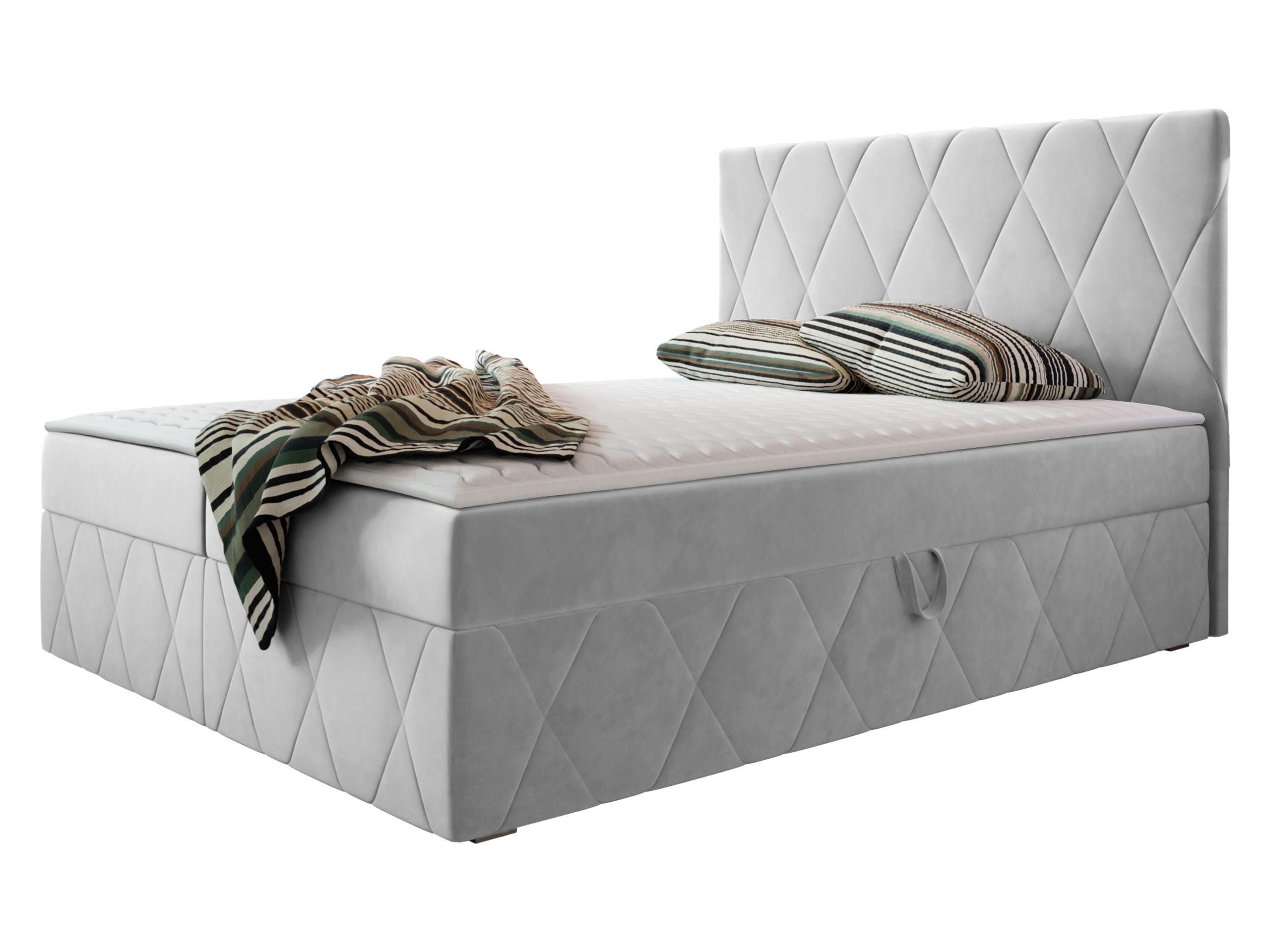 BOXBETT Simoti - Hellgrau, Holzwerkstoff (160/200cm) - MIRJAN24