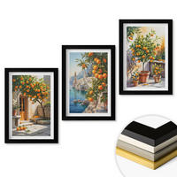 WANDBILDER 3er-Set - 20x30 cm Schwarzer Rahmen - Gemalte Zitruslandschaften - Schwarz, Kunststoff (20/30cm) - ArtPrintCave