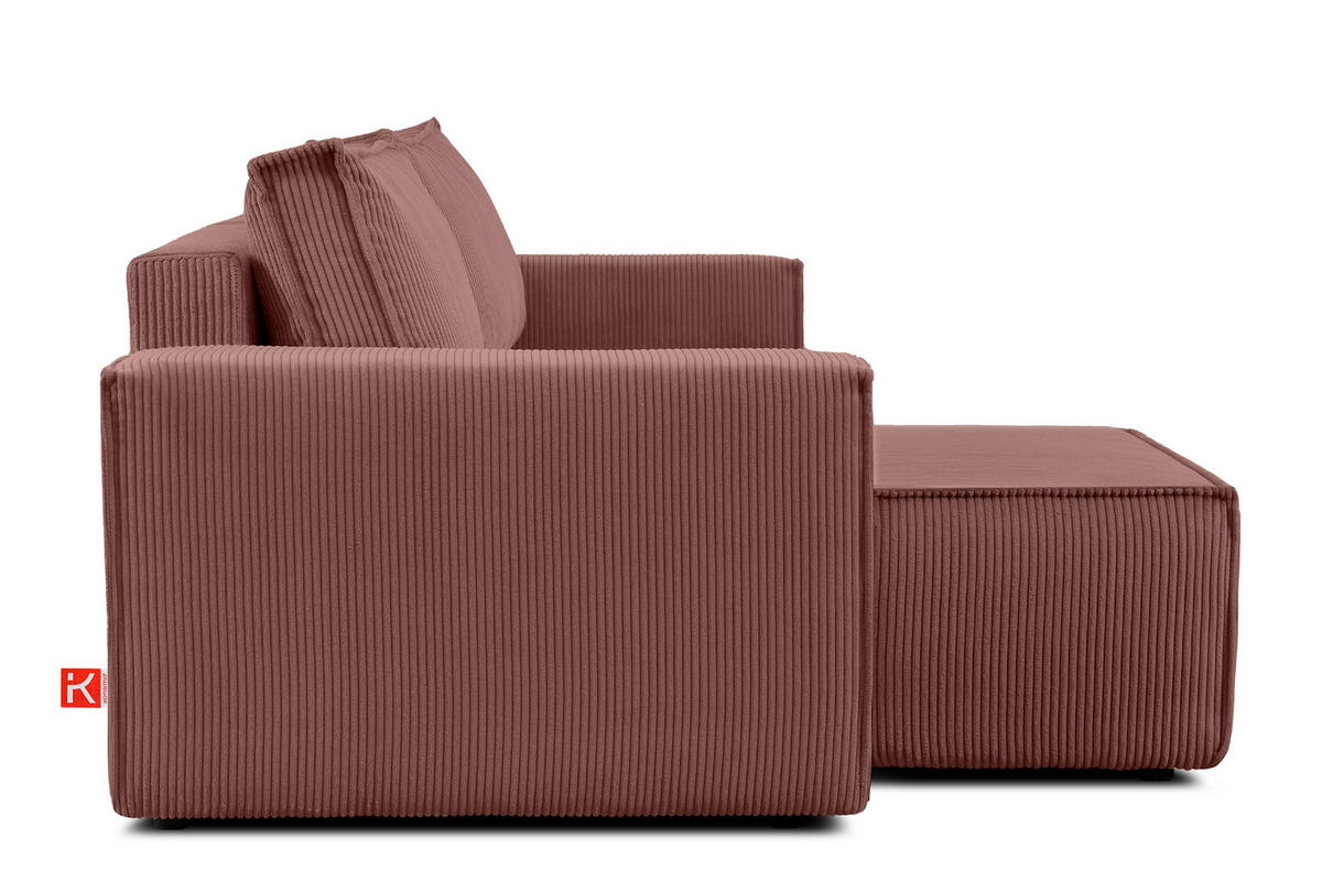 ECKSOFA-LINKS/RECHTS NAPI Schlaffunktion mit Cordbezug, Rosa - Pink/Schwarz, Textil (262/148cm) - KONSIMO®