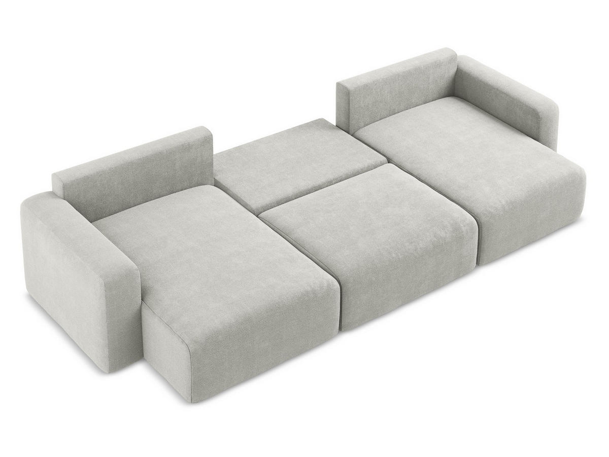WOHNLANDSCHAFT Chenille Stoff Grau - Hellgrau/Schwarz, Kunststoff/Textil (332/79/149cm) - Makamii