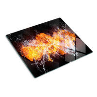 GLASPLATTE 60x52 cm Feuer und Wasser - Orange, Glas (60/0.4/52cm) - TULUP