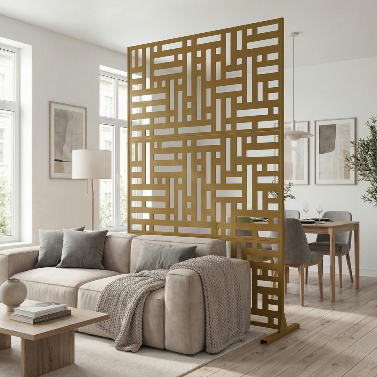 DĚLÍCÍ STĚNA Bernalda - hnědá, kov (120/180cm) - casa.pro