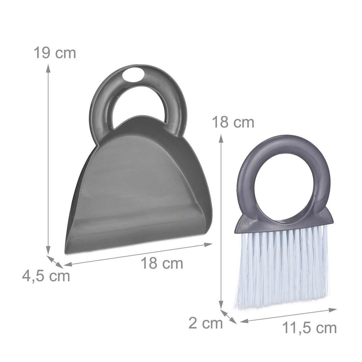 2XTISCHKEHRSET - Grau, Kunststoff (18/4.5/19cm) - Relaxdays