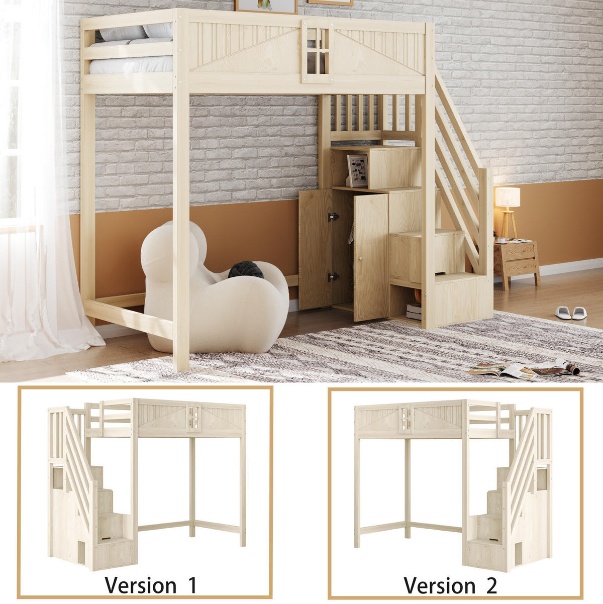 HOCHBETT 90/200 cm Natur aus Holz mit Stauraum - Naturfarben, Holzwerkstoff (90/200cm) - OKMYHOME