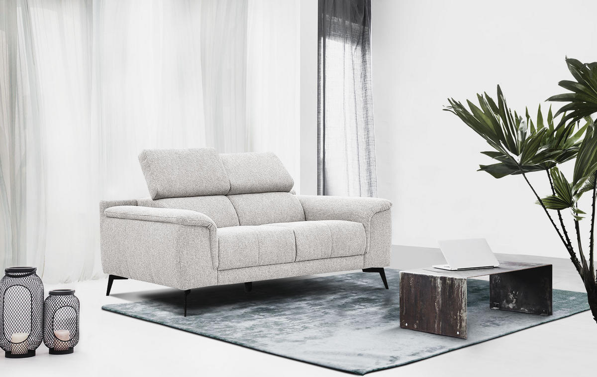 SOFA FIERO 2-Sitzer, hellgrau - Hellgrau/Schwarz, Holzwerkstoff/Textil (170/82/103cm) - Courtois Laville