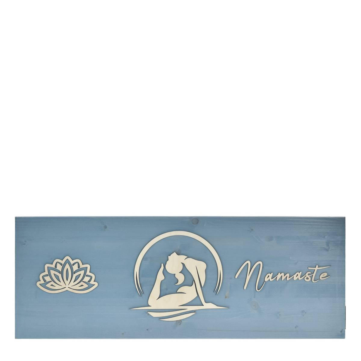 HOLZBILD Yoga blau Poorna Bhujangasana - Königskobra 80x30cm - Blau, Holz (80/30cm) - Raumzutaten