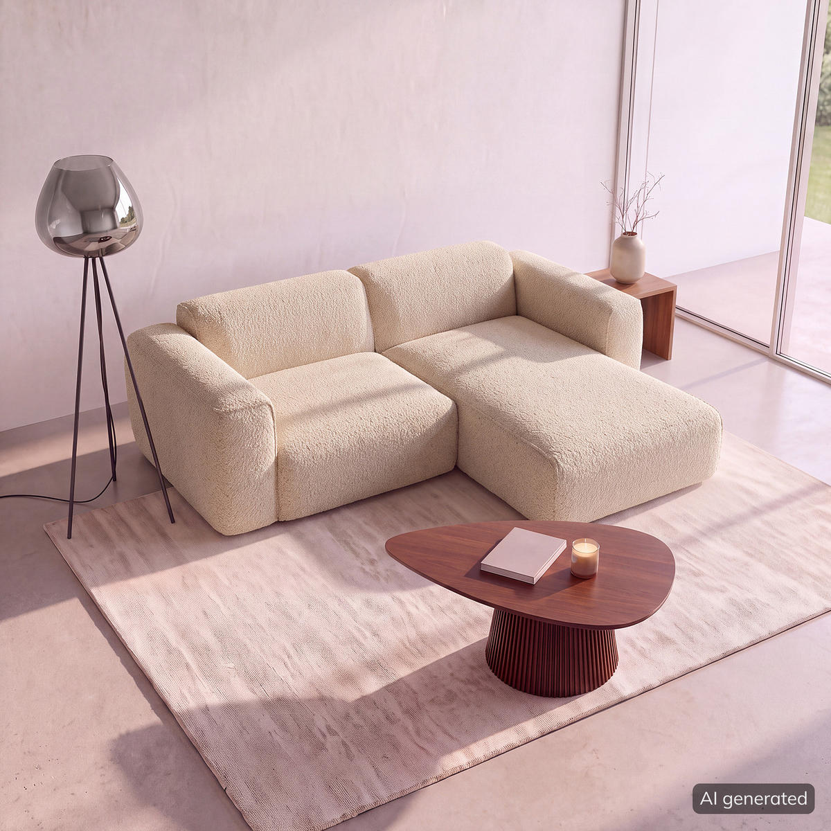 1,5-SITZER ECKSOFA mit Longchair - Beige/Schwarz, Kunststoff/Textil (260/173cm) - home24