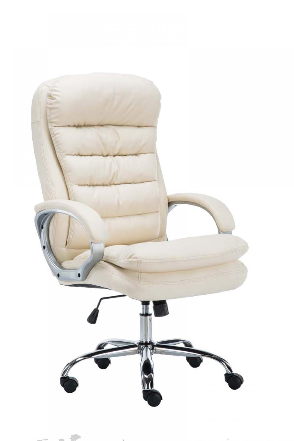 CHEFSESSEL Lederlook creme - Chromfarben/Creme, Textil/Metall (68/116/77cm) - CLP
