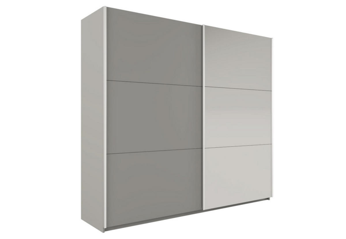 KLEIDERSCHRANK Govi 120 Platin, zweitüriger Schiebeschrank mit Spiegel - Platinfarben, Holzwerkstoff (122/215/65cm) - Bettso