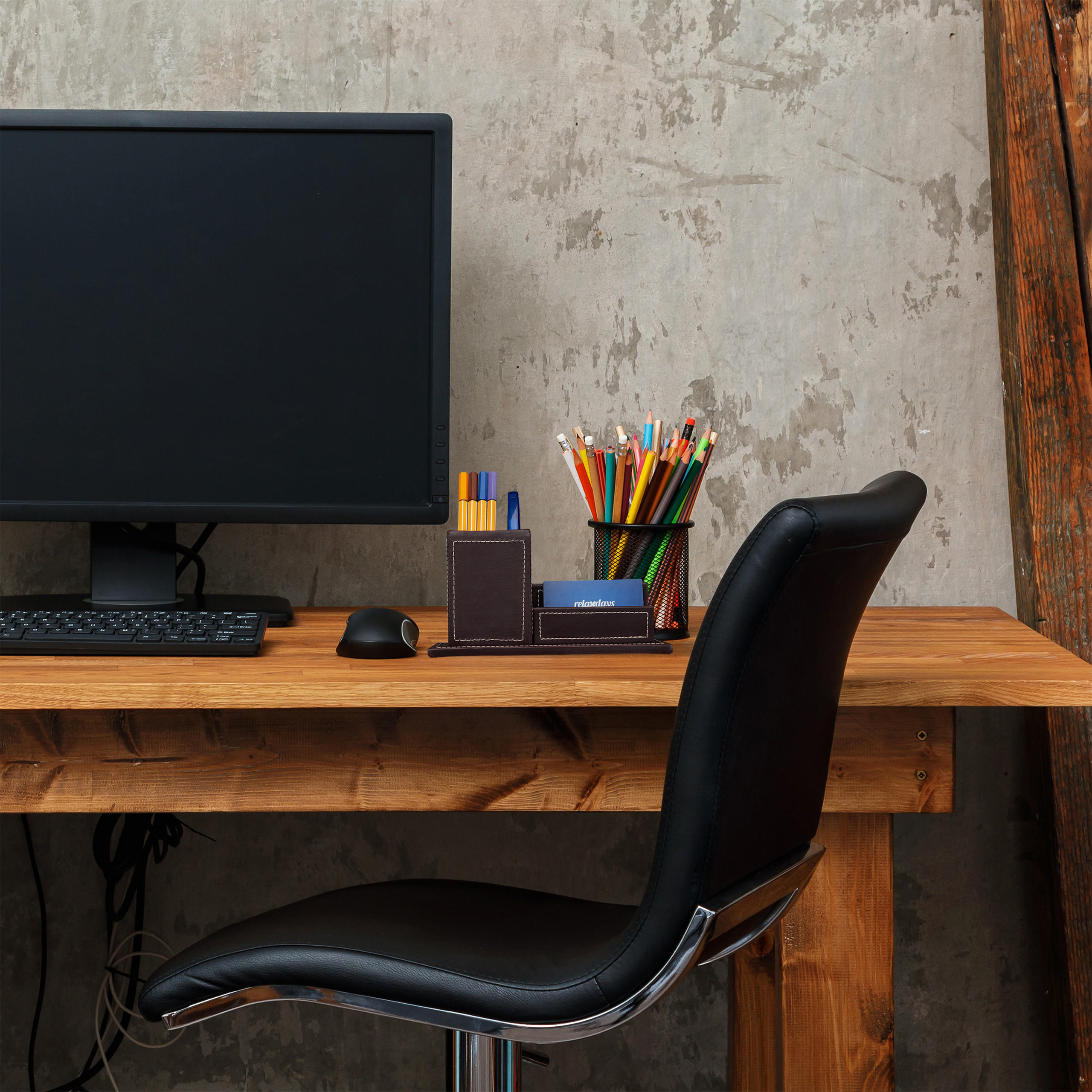 SCHREIBTISCH Organizer - Braun, Holzwerkstoff/Kunststoff (10/20/10.5cm) - Relaxdays