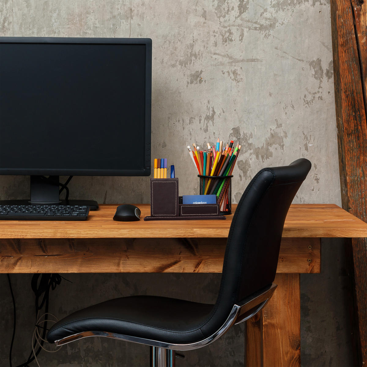 SCHREIBTISCH Organizer - Braun, Holzwerkstoff/Kunststoff (10/20/10.5cm) - Relaxdays