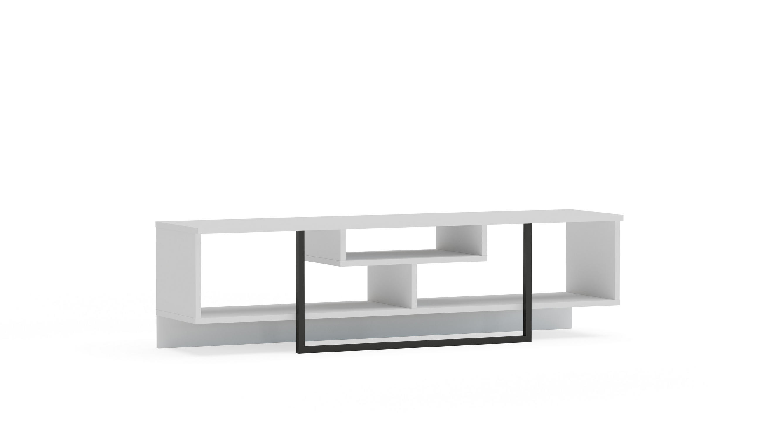 TV-ELEMENT Asal Weiss Schwarz Metall - Schwarz/Weiß, Holzwerkstoff (119.4/40/35.2cm) - Decorotika