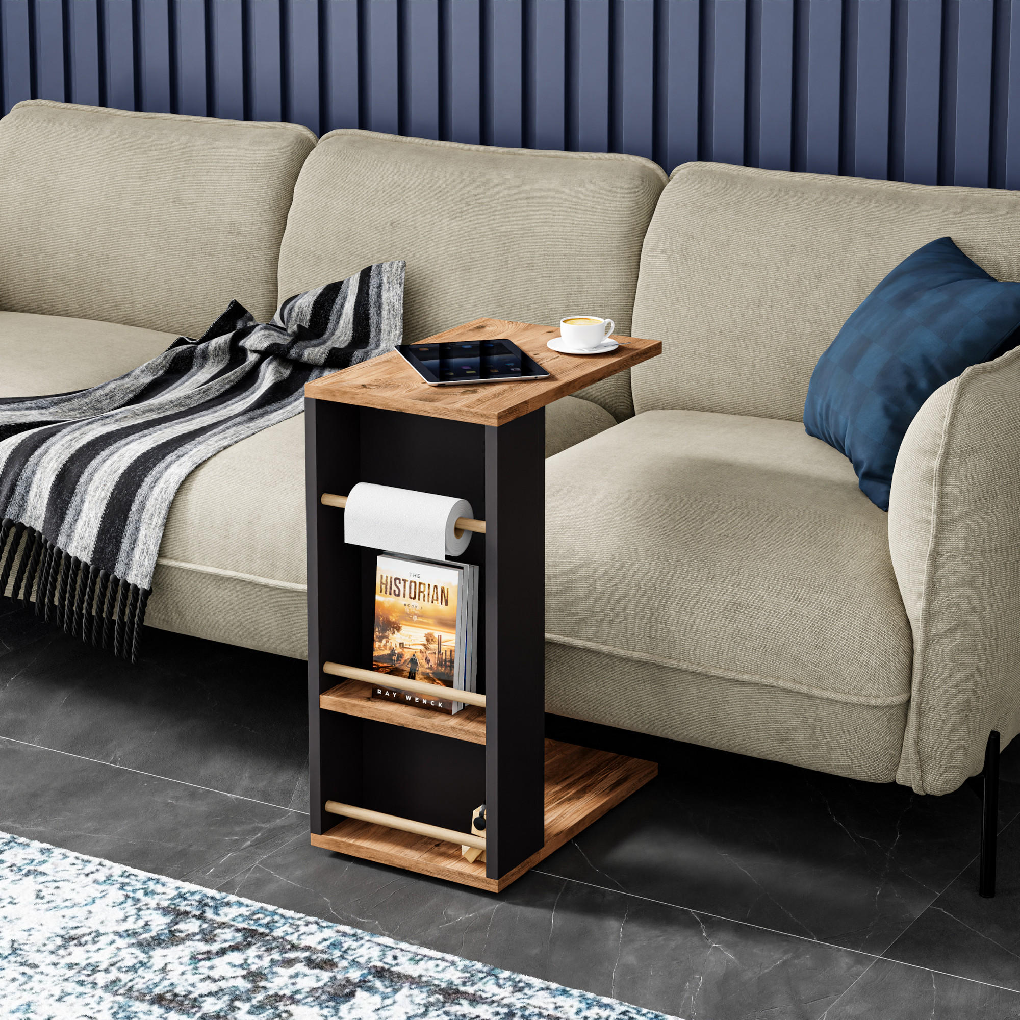 BEISTELLTISCH Siikainen - Schwarz/Braun, Holzwerkstoff (29/44/65cm) - [en.casa]