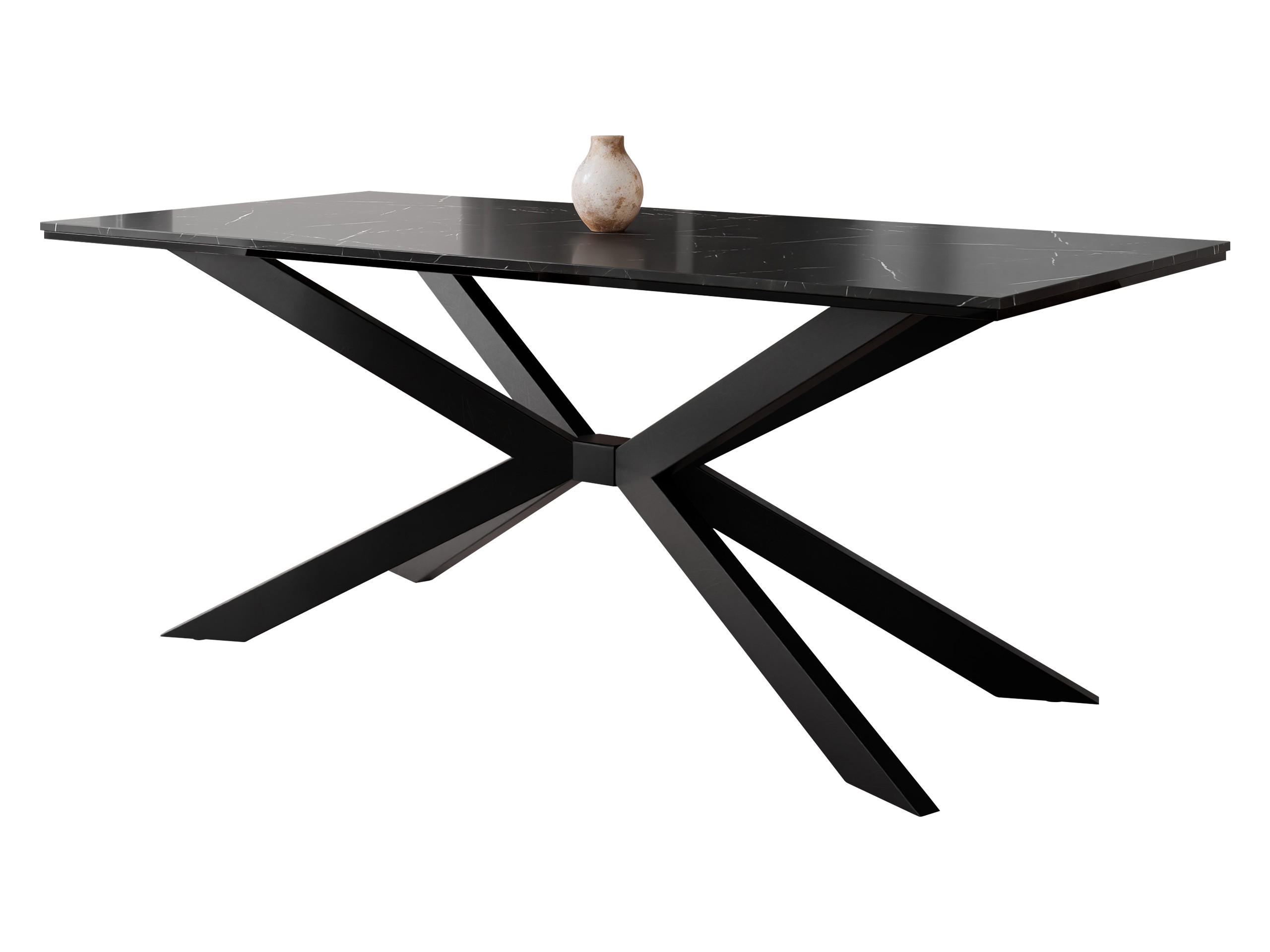 ESSTISCH Flora - Schwarz, Holzwerkstoff/Metall (90/190/74cm) - MIRJAN24