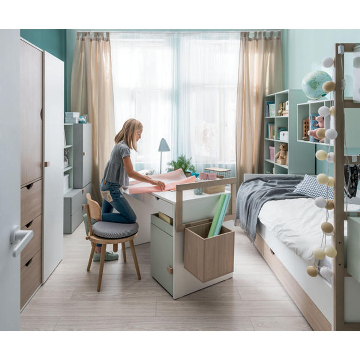 SCHREIBTISCH mit 2 Schubladen und Holzkanten - STIGE - 118/65/93,4 cm - Weiß, Holzwerkstoff (118/65/93.4cm) - Calicosy