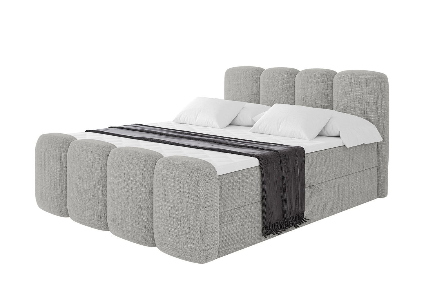 ALTDECOR AMERICKÁ postel s úložným prostorem, matrací H4 a roštem – NINA-Z – 180 × 200 cm – světle šedá